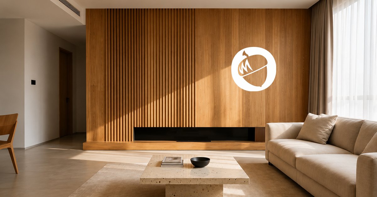 Interior ruang keluarga minimalis hangat karya Roble Studio di Solo